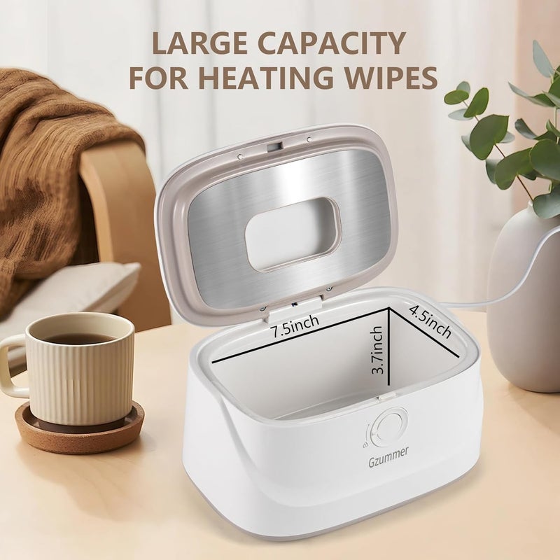 Gzummer Baby Wipe Warmer, Wipe Warmer and Baby Wet Wipes Dispenser, 3 Temperature Control Large Capacity Wipes Warmer for Babies with Night Light (Pure White) - Image 4